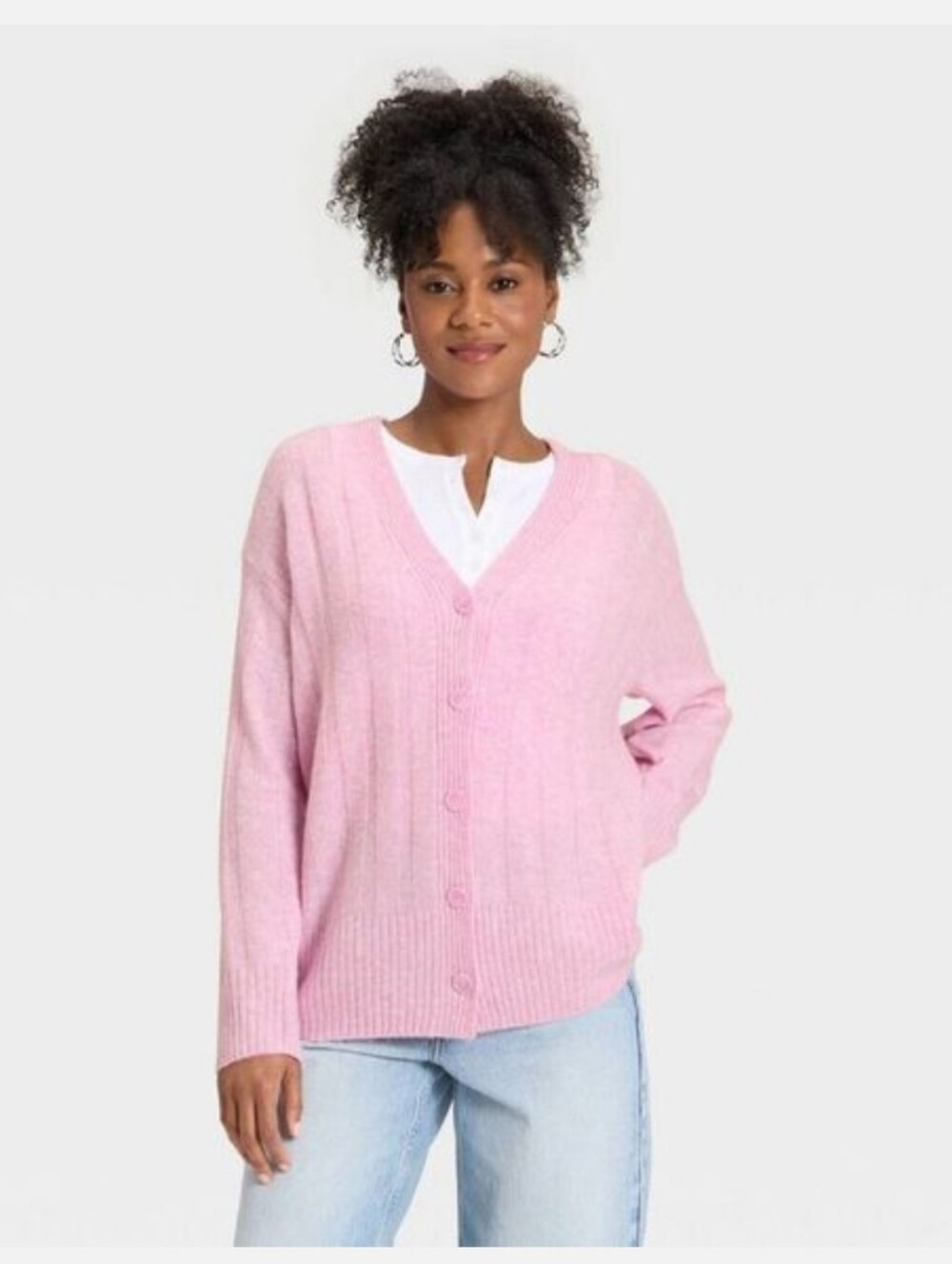 NWT! Universal Thread, Women's Knit Ribbed Cardigan,Pink,Size XS (Oversized Fit)